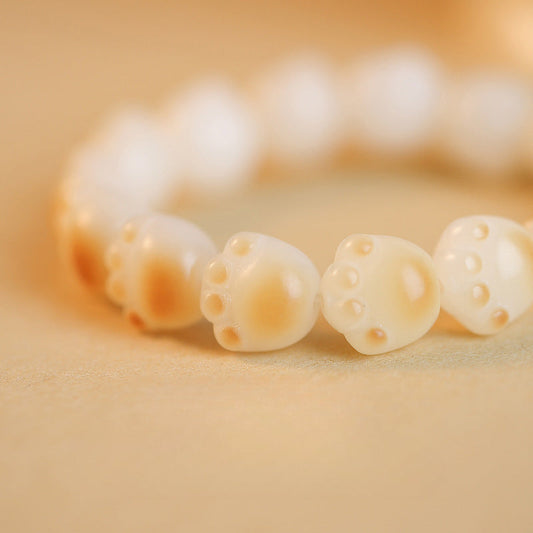 Wunderschönes Bodhi-Armband mit Katzenpfote aus gebrannter Holzkohle