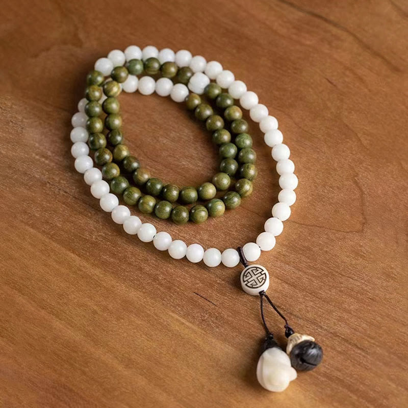 Buddha Stones Natürliches grünes Sandelholz Bodhi Seed Beruhigendes Armband