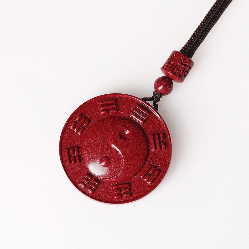 Colgante de collar con bendición Bagua Yin Yang de piedras de Buda y cinabrio
