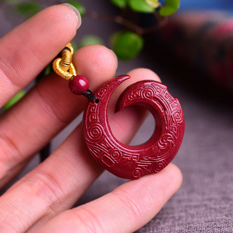 Buddha Stones One's Luck Improves Design Patern Natural Cinnabar Blessing Halskettenanhänger