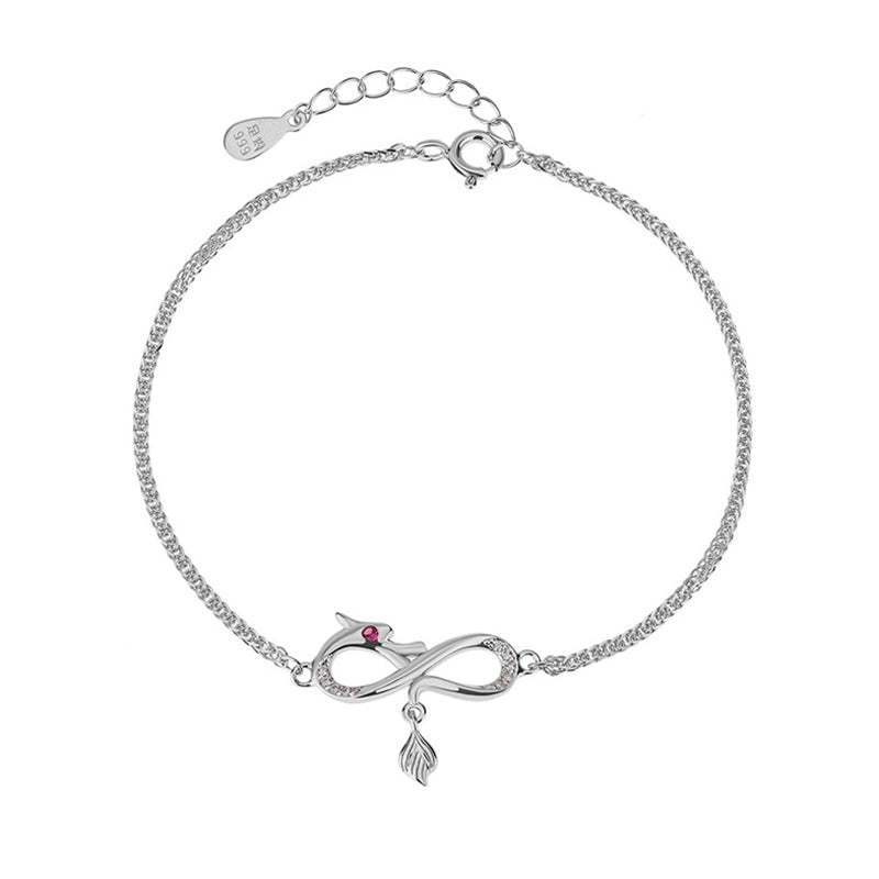 Buddha Stones Year Of The Dragon 999 Sterling Silver Zircon Endless Knot Tail Charm Luck Protection Bracelet