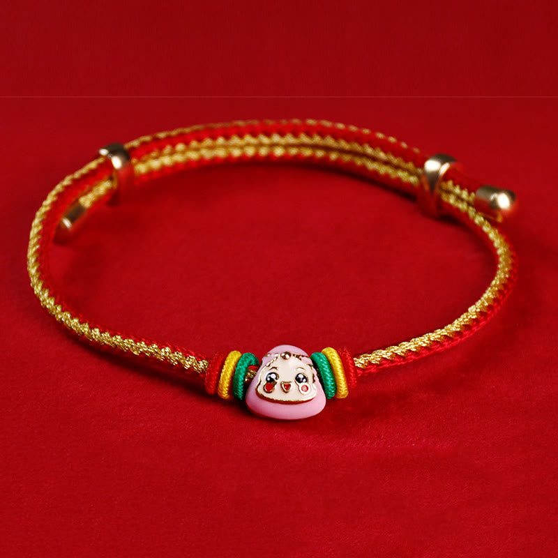 Buddha-Steine, buntes Seil, Zongzi-Muster, Fu-Charakter, Glück, handgefertigtes Armband