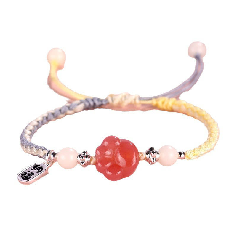 Pulsera de cuerda trenzada con piedras de Buda, ágata Yanyuan, garra de gato, semilla de Bodhi blanca, carácter Fu