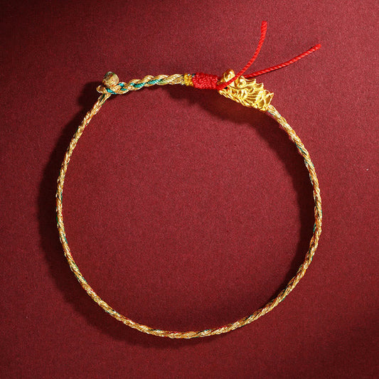 Pulsera trenzada de éxito tallada con dragón colorido hecha a mano con piedras de Buda del Año del Dragón