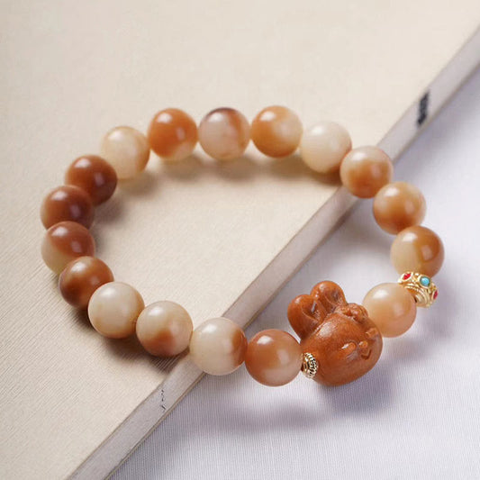 Buddha-Steine, natürlicher Bodhi-Samen, schönes Kaninchen-Friedensarmband