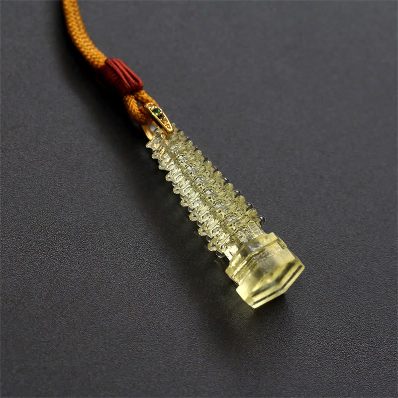 Collar de la sabiduría de la antigua pagoda Liuli con piedras de Buda