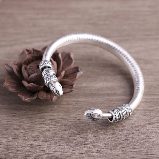 Pulsera de plata de ley 999 con piedras de Buda, corazón, Sutra, Om Mani Padme Hum, paz y pureza grabadas