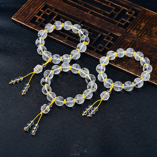 Pulsera curativa de loto con piedras de Buda, cristal blanco del Tíbet, mitad demonio, mitad Buda, corazón, Sutra