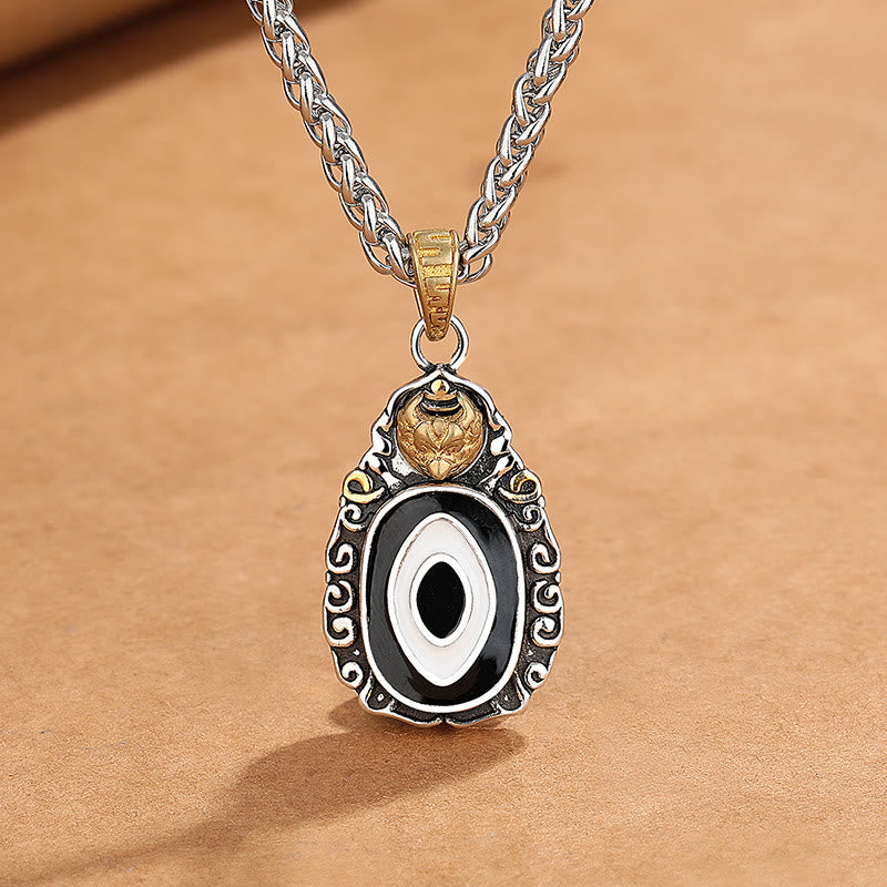 Collar con colgante de riqueza de metal y cobre con cuentas Dzi tibetanas de Buda y patrón Garuda