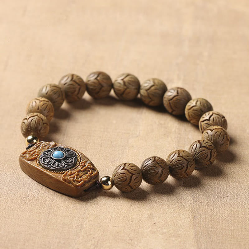 Buddha-Steine, grünes Sandelholz, Ebenholz, Sandelholz, Om Mani Padme Hum, beruhigendes Armband