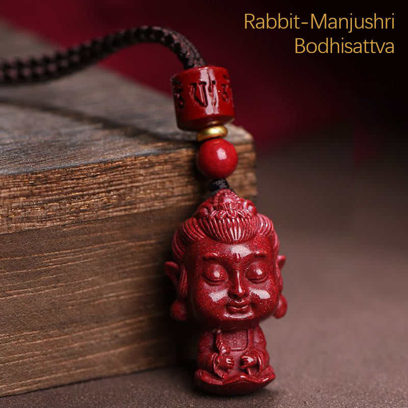 Collar con colgante de cinabrio natural con piedras de Buda del zodíaco chino para alejar los malos espíritus.