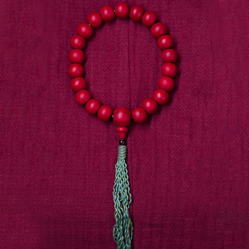 Mala de muñeca de madera de Abelia Biflora con piedras de Buda que aleja los malos espíritus