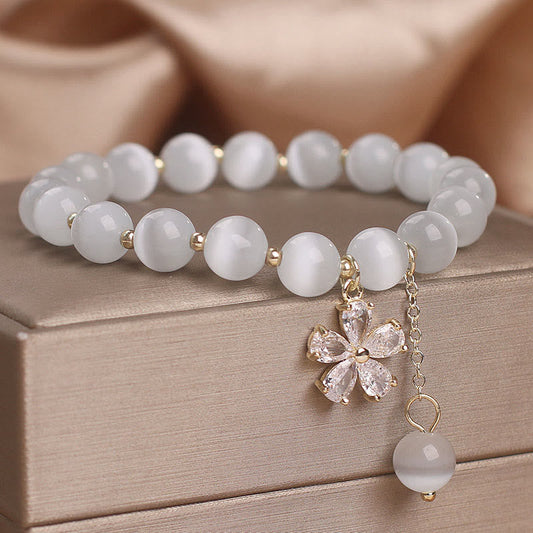 Pulsera de apoyo a la paz con dije de flor de ojo de gato y piedras de Buda