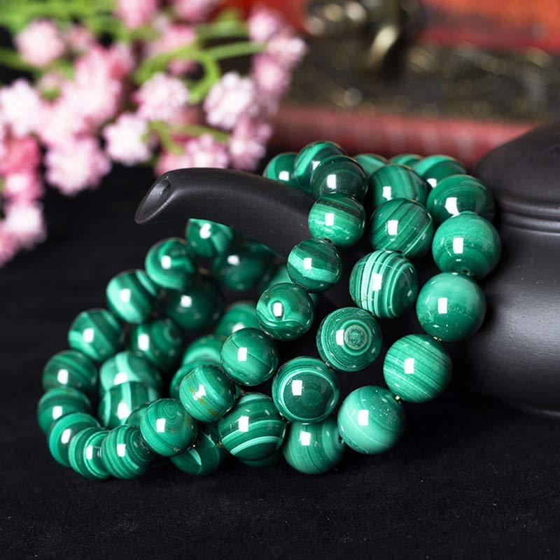 Pulsera de Malaquita Natural con Piedras de Buda para la Protección y la Calma