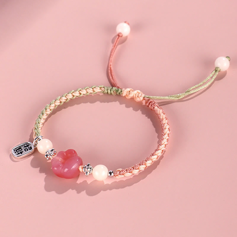 Pulsera de cuerda trenzada con piedras de Buda, ágata Yanyuan, garra de gato, semilla de Bodhi blanca, carácter Fu