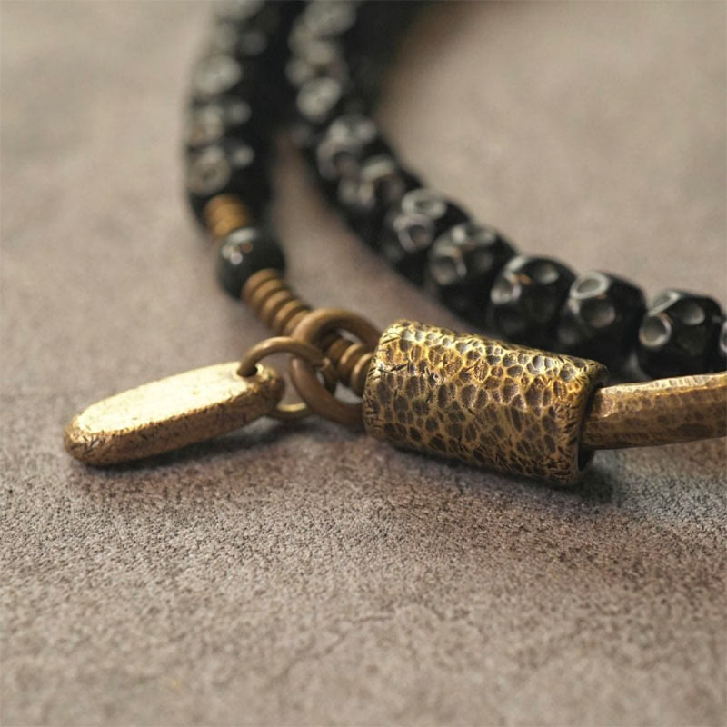 Pulsera de triple vuelta de cobre con cáscara de coco retro de Buddha Stones