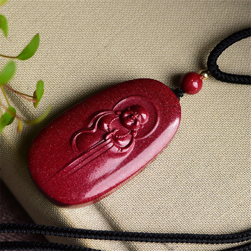 Buddha-Steine, lachender Buddha, Yin Yang, chinesisches Sternzeichen, Kürbis, natürlicher Zinnober, Segen, Halskettenanhänger