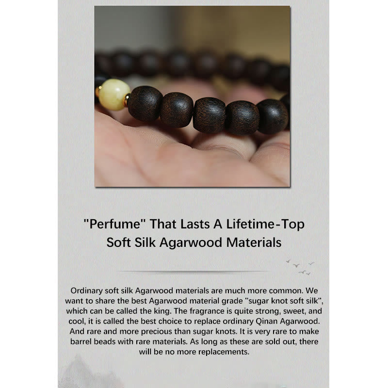 Buddha Stones Seltenes Brunei-Adlerholz-Bernstein-Armband mit Balance, Frieden und Ruhe