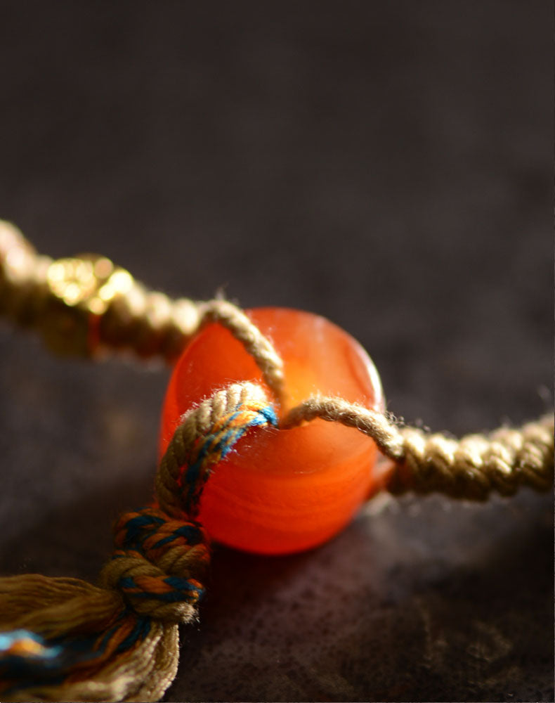 Charm Dzi Beads Necklace Tibetan Hand-Woven Dzi Stone Beads