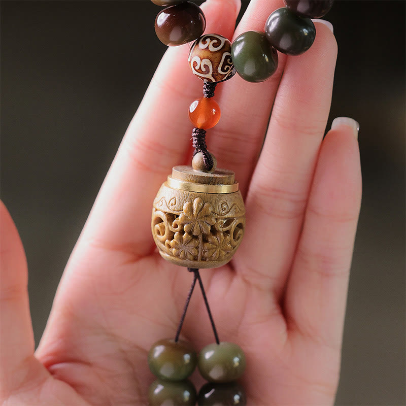 Pulsera de 108 cuentas Mala de Buda, color Dunhuang, con semillas de Bodhi y cuentas Dzi, para protegerse de los malos espíritus.