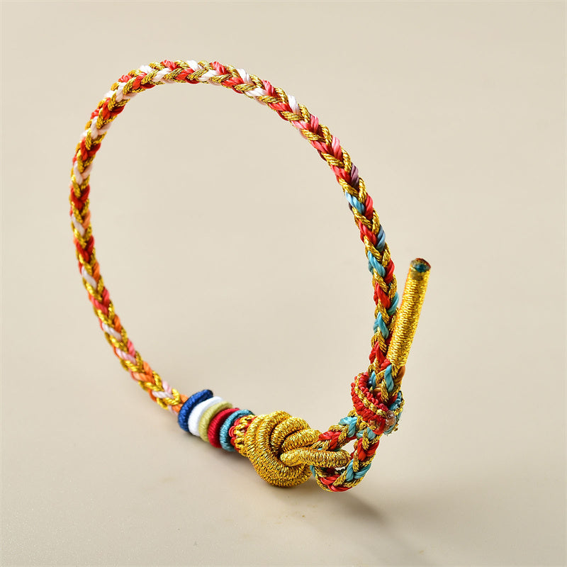 Pulsera trenzada de cuerda curativa dorada colorida hecha a mano con piedras de Buda