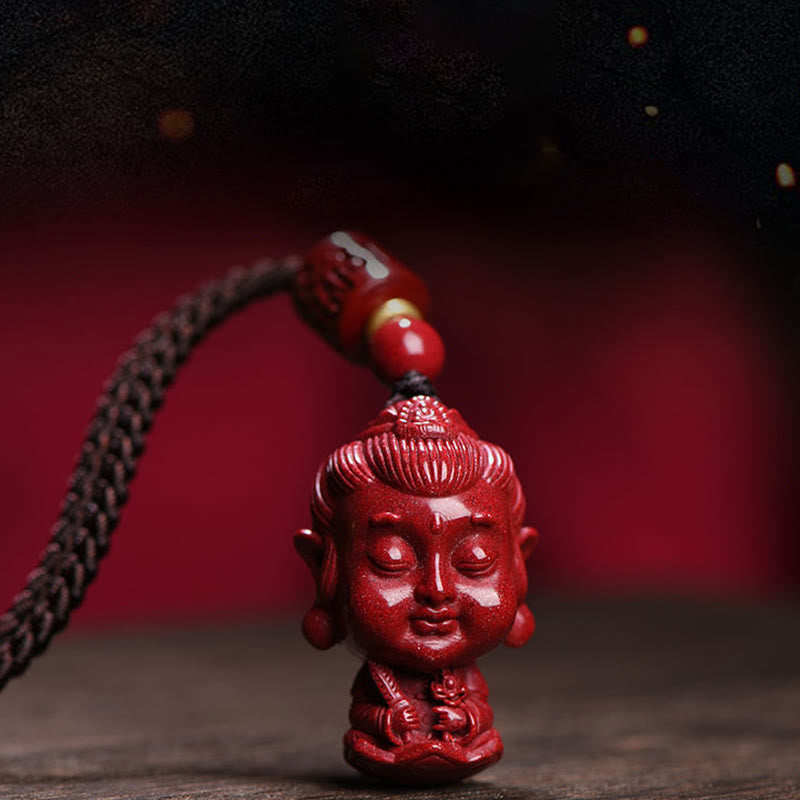 Collar con colgante de cinabrio natural con piedras de Buda del zodíaco chino para alejar los malos espíritus.