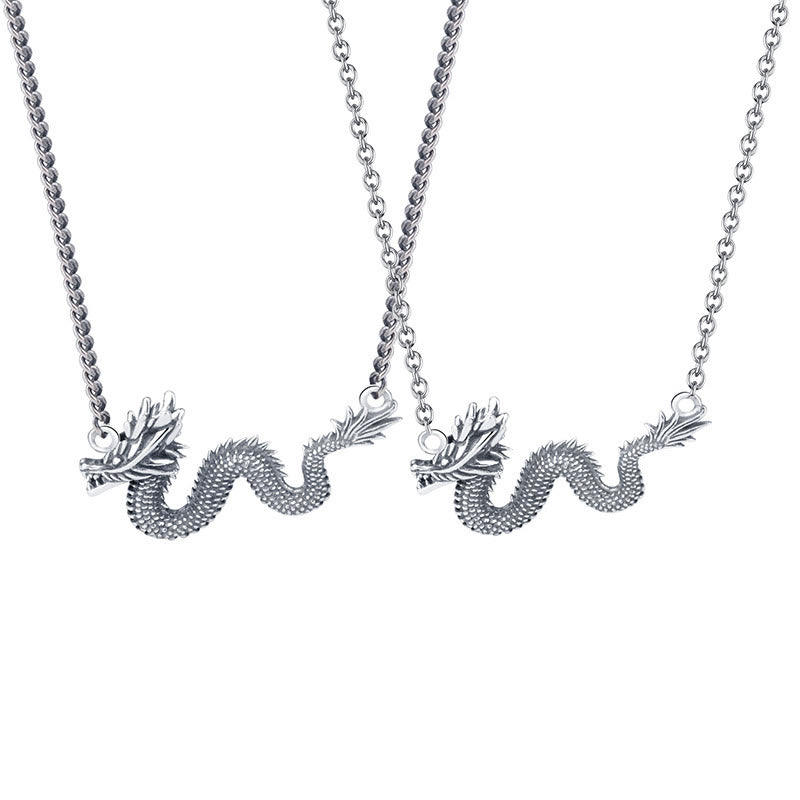 Collar con colgante de cadena de protección del dragón auspicioso del Año del Dragón en plata de ley 925 con piedras de Buda