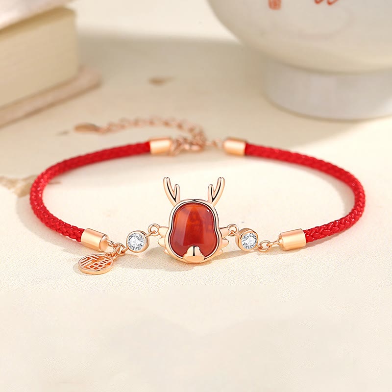 Buddha Stones 925 Sterling Silver Year of the Dragon Natural Red Agate Dragon Attract Fortune Fu Character Strength Bracelet Necklace Pendant Earrings