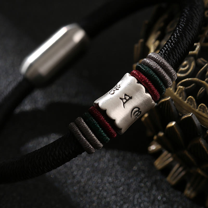 Armband mit magnetischer Schnalle von Buddha Stones, 999 Sterlingsilber, Om Mani Padme Hum, Peace