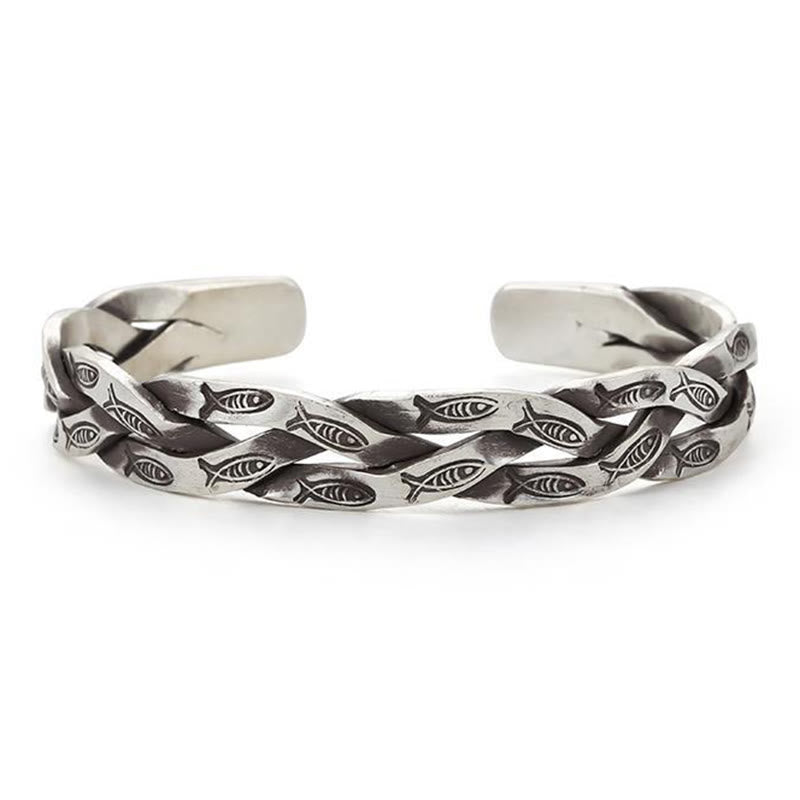 Buddha Steine Koi Fisch Twisted Design Glück Reichtum Manschette Armband Armreif