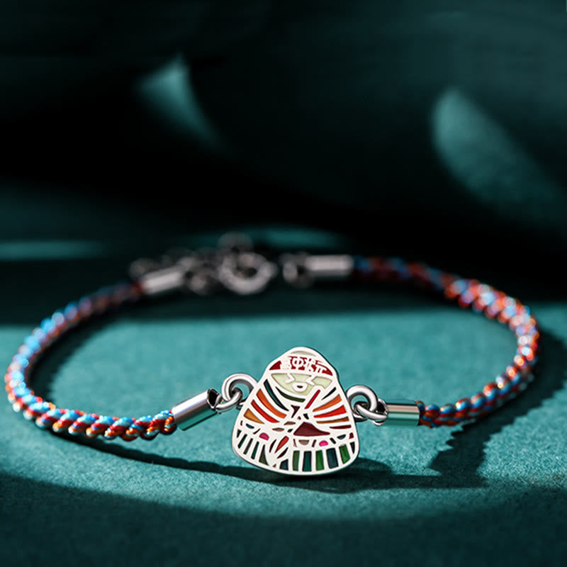 Buddha Stones 925 Sterling Silber Zongzi Muster Glück Mehrfarbig Handgefertigtes Armband