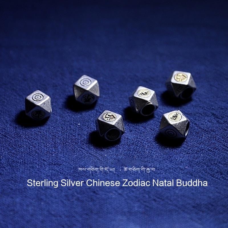 Buddha Stones Armband aus 925er Sterlingsilber mit chinesischem Sternzeichen, Geburts-Buddha, natürlichem Bernstein, klarem Angstgefühl