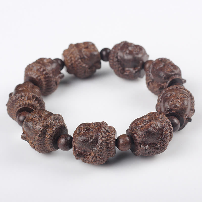 Buddha Stones Adlerholz Buddha geschnitzt Ruhe Armband