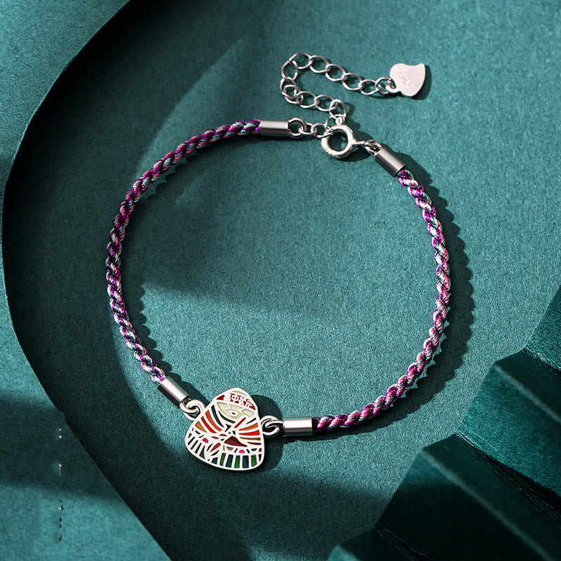 Buddha Stones 925 Sterling Silber Zongzi Muster Glück Mehrfarbig Handgefertigtes Armband