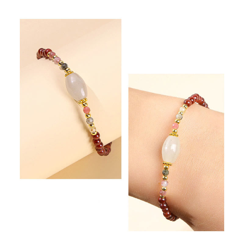 Buddha Stones Granat Jade Turmalin Perlen Passion Armband