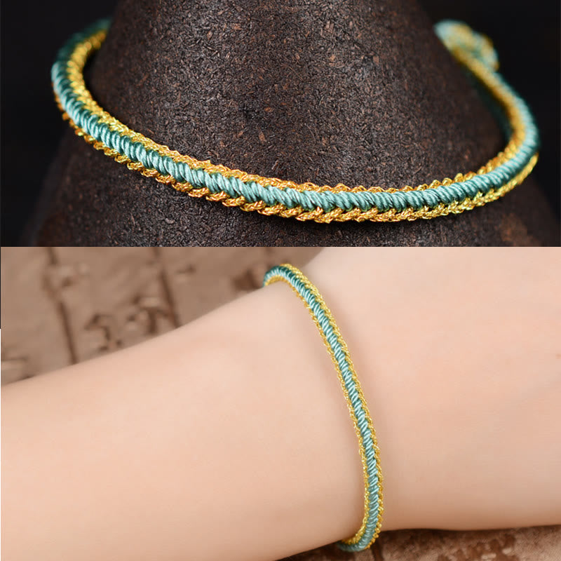 Pulsera de nudo de la paz de ocho hilos hecha a mano con cuerda bicolor de piedras de Buda