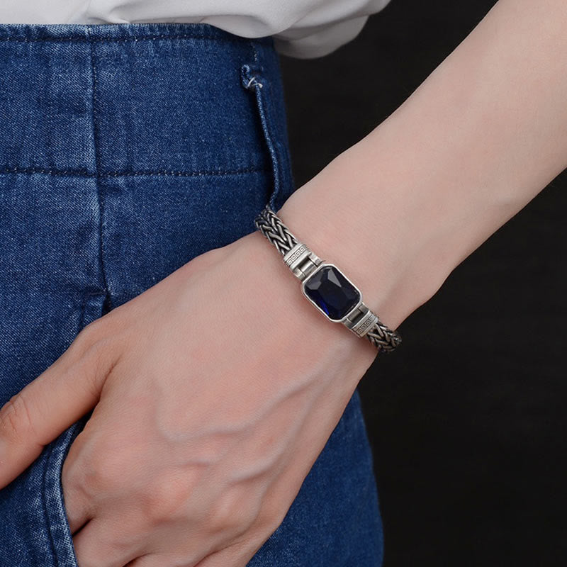Pulsera con hebilla de riqueza curativa con diseño trenzado de quilla de dragón acrílico azul retro de Buda