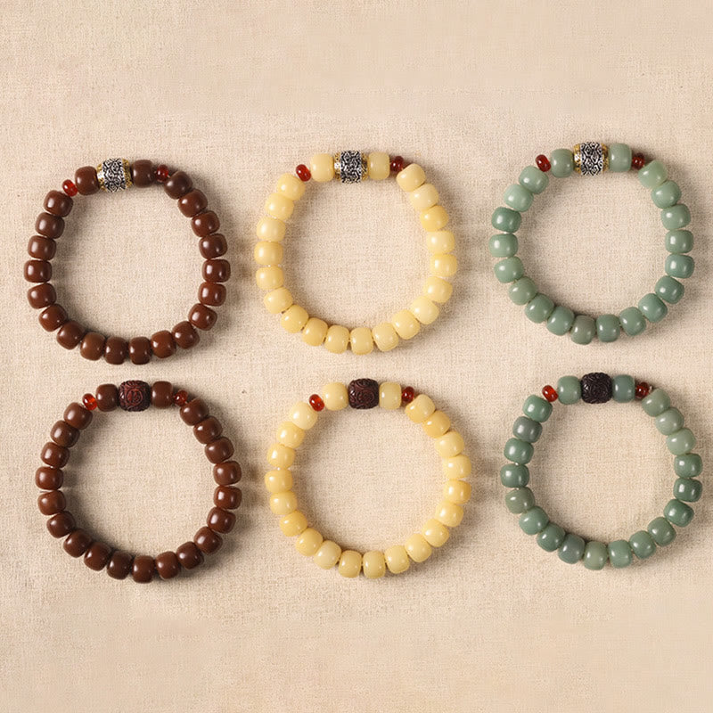 Pulsera de la paz con cuentas de Buda, semillas de Bodhi, nube auspiciosa y carácter Fu