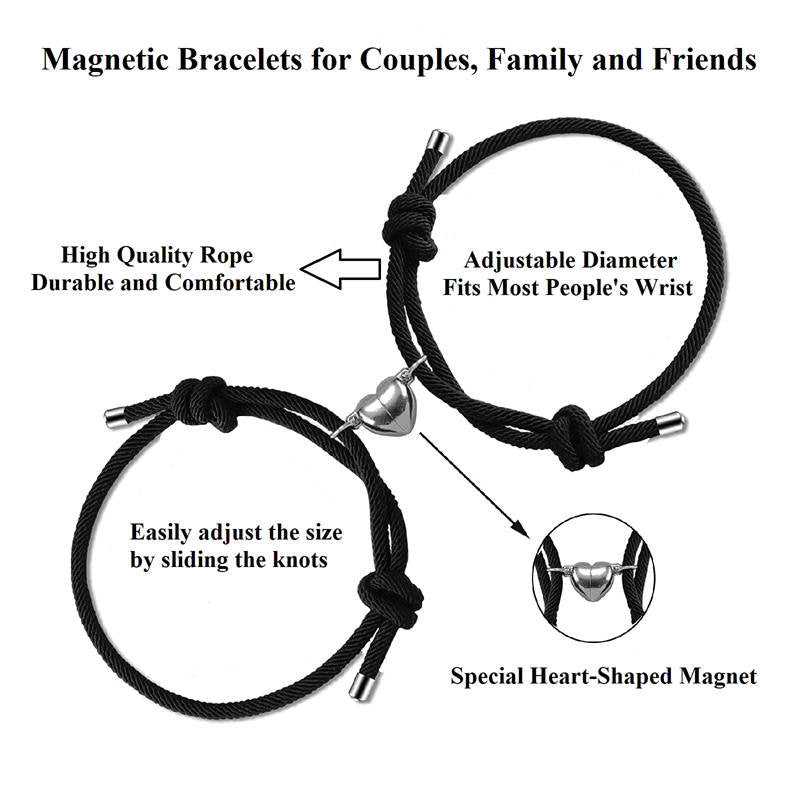 Pulsera magnética de amor para parejas, 2 unidades