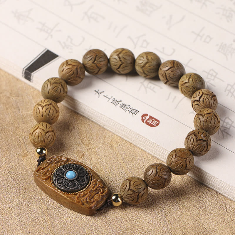 Buddha-Steine, grünes Sandelholz, Ebenholz, Sandelholz, Om Mani Padme Hum, beruhigendes Armband