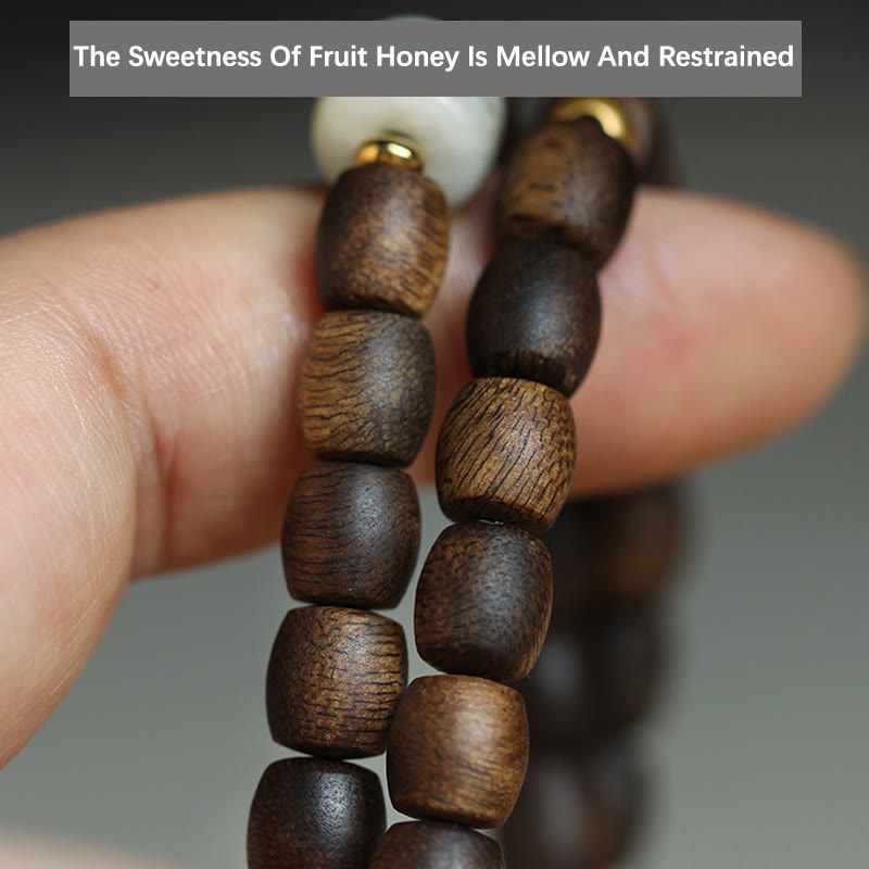 Buddha Stones 999 Gold Seltenes Tarakan-Adlerholz Tibetischer Alter Geistknochen Gleichgewicht Stärke Doppelwickelarmband