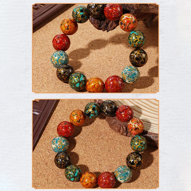 Pulsera de cuentas de laca multicolores naturales de Buda
