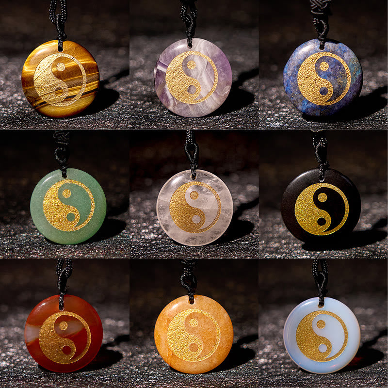 Collar con colgante espiritual Yin Yang, piedras de Buda, varios cristales, amatista, ojo de tigre, aventurina verde