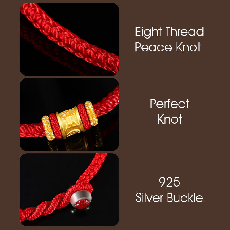 Pulsera de cuentas de la suerte con piedras de Buda del Tíbet, oro 999, con grabado Om Mani Padme Hum