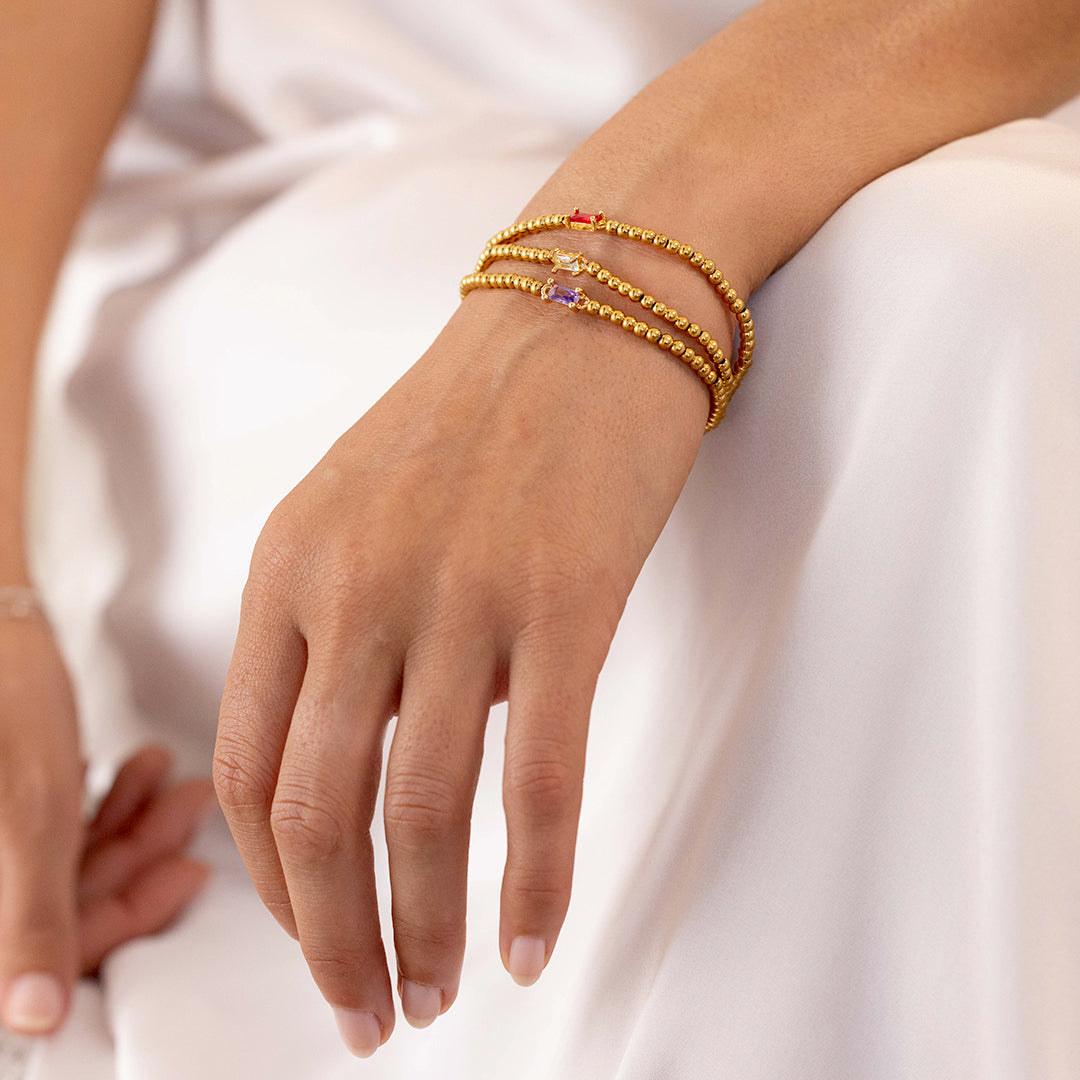 Gold Vermeil Beaded Birthstone Bracelet
