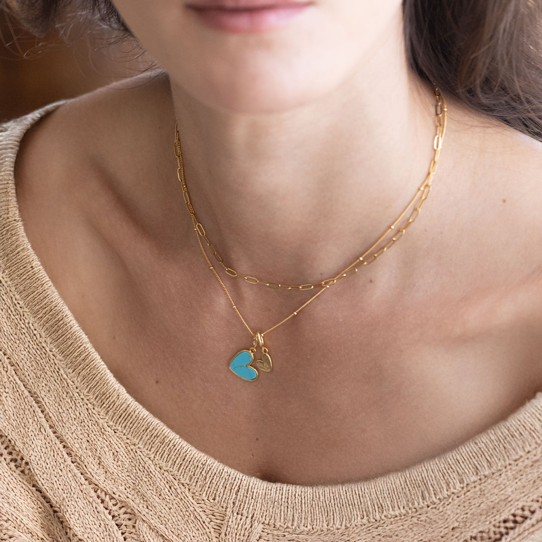 Turquoise Initial Heart Necklace