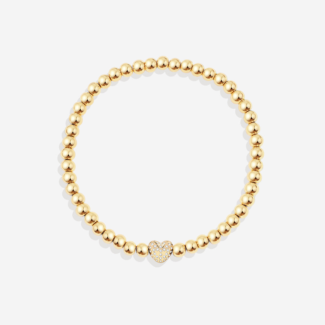 Pave Heart Beaded Bracelet