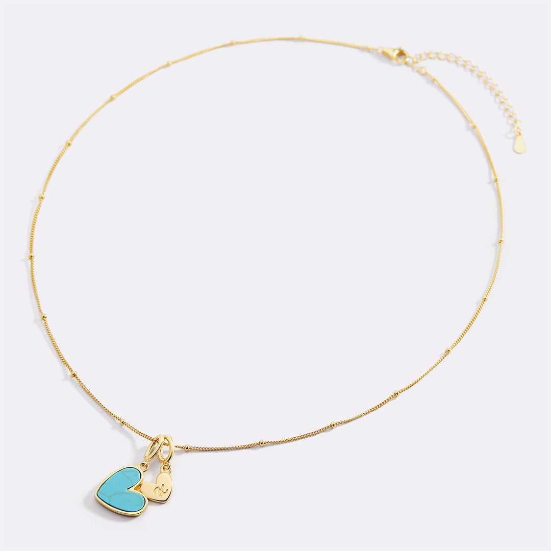 Turquoise Initial Heart Necklace