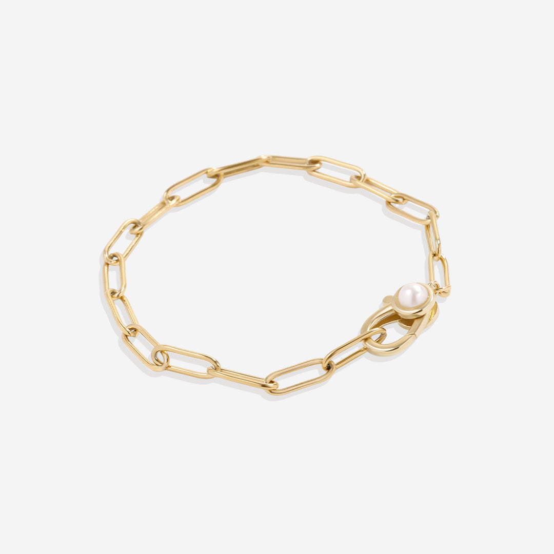 Paperclip Bracelet with Pearl Accent