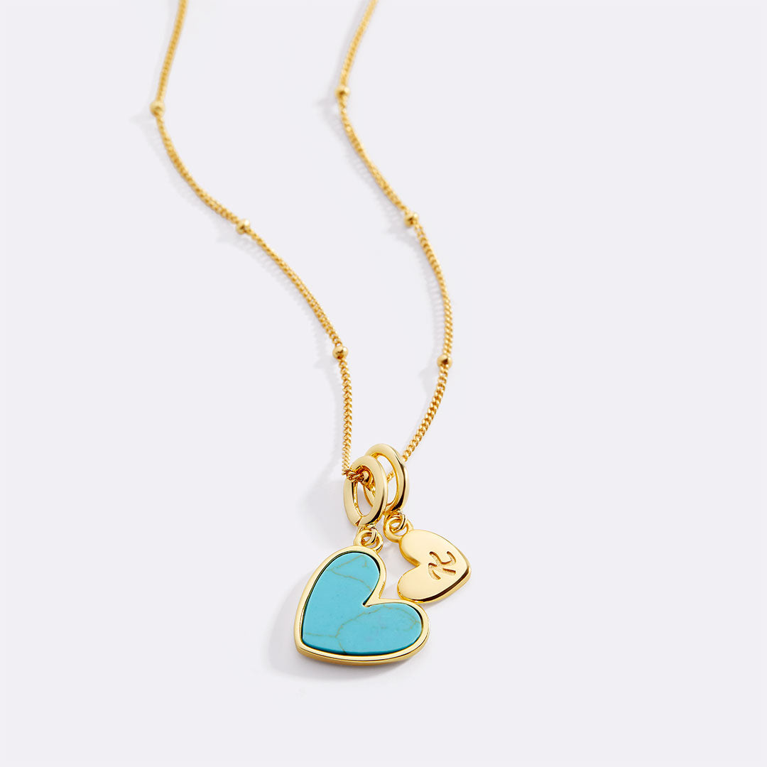 Turquoise Initial Heart Necklace